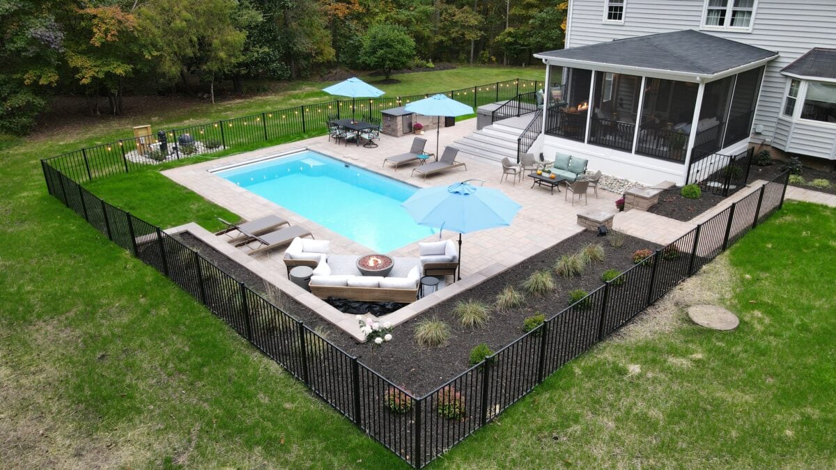 Deck in Fairfax, VA with Wi-Fi-enabled lighting and built-in outdoor speakers